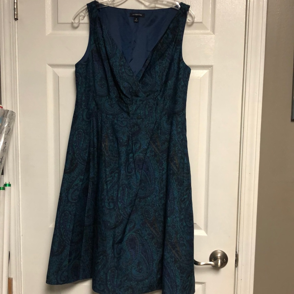 Like new Land’s End dress size 10 in teal and blue with empire waist